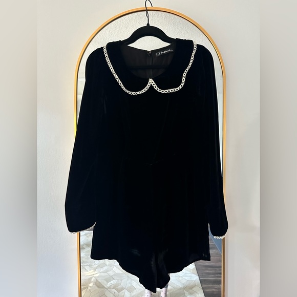 For Love & Lemons Colette Velvet Silk romper sz M - Picture 6 of 12